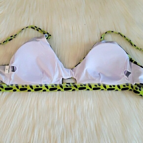 New Blue and Green Print Bikini Set Swimsuit - Picture 6 of 8